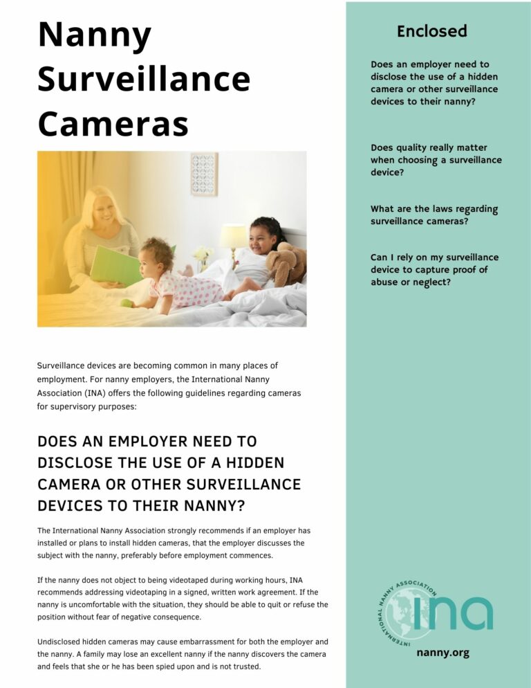 INA FAQ SHEET Nanny Surveillance Cameras